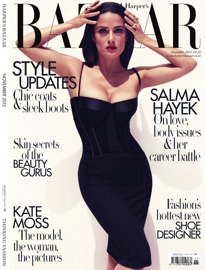 Salma Hayek featured on the Harper\'s Bazaar UK cover from November 2012