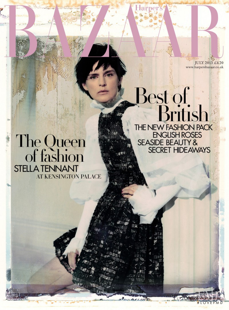 Stella Tennant featured on the Harper\'s Bazaar UK cover from July 2013