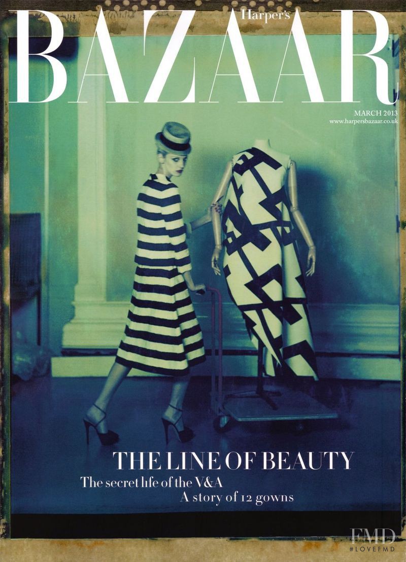 Olga Sherer featured on the Harper\'s Bazaar UK cover from March 2013