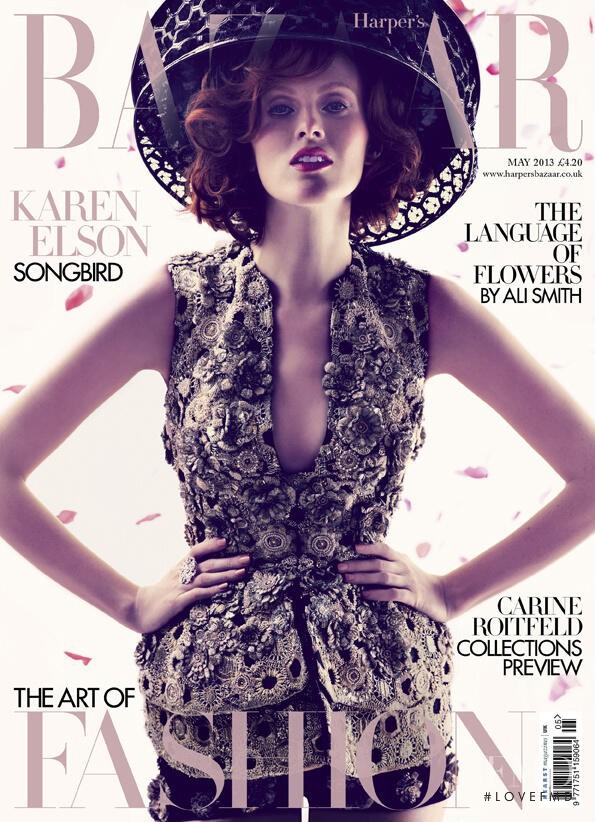Karen Elson featured on the Harper\'s Bazaar UK cover from May 2013