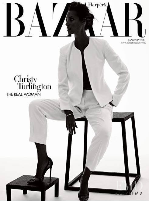 Christy Turlington featured on the Harper\'s Bazaar UK cover from January 2014