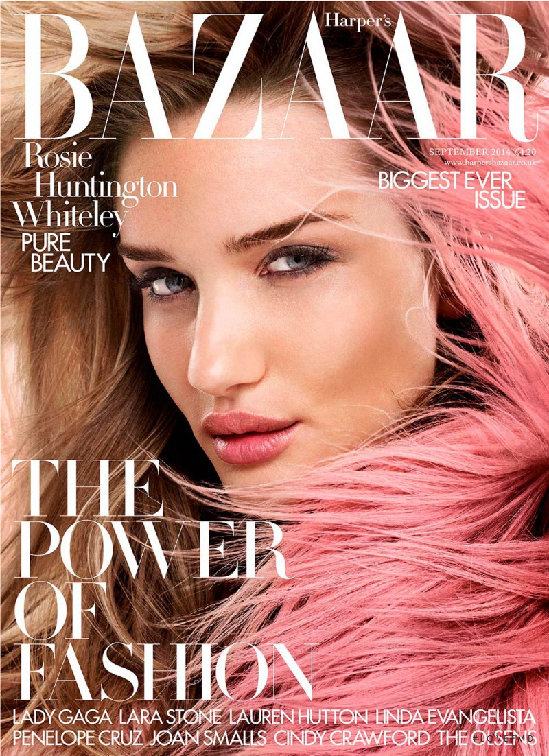 Rosie Huntington-Whiteley featured on the Harper\'s Bazaar UK cover from September 2014