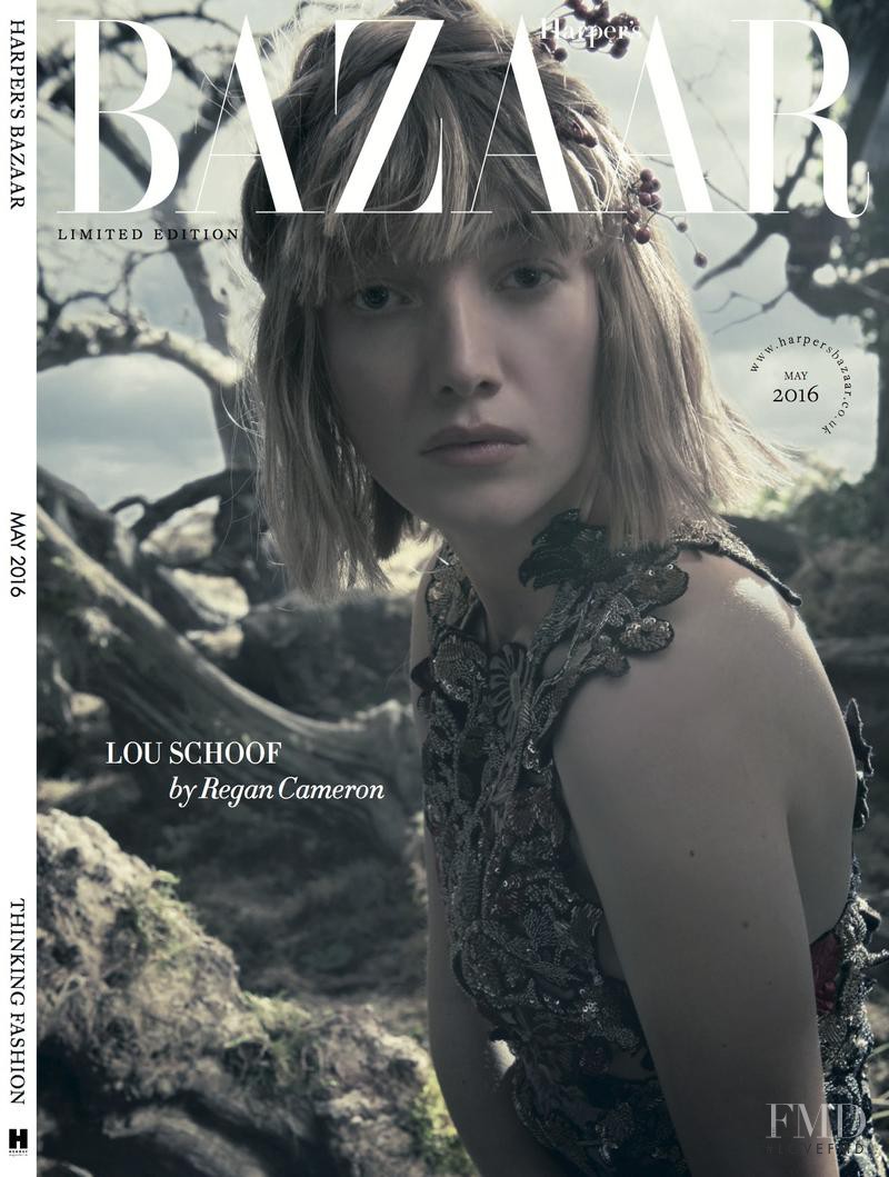 Lou Schoof featured on the Harper\'s Bazaar UK cover from March 2015