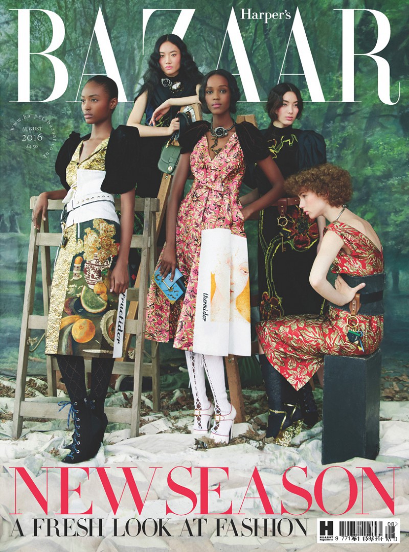 Tiana Tolstoi, Leila Ndabirabe, Ashley Foo featured on the Harper\'s Bazaar UK cover from August 2016