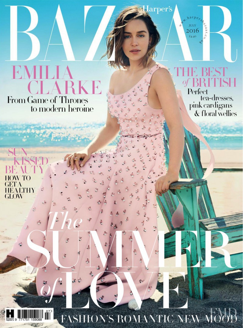 Emilia Clarke featured on the Harper\'s Bazaar UK cover from July 2016