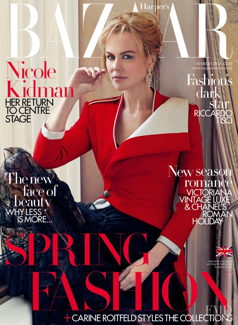 Nicole Kidman featured on the Harper\'s Bazaar UK cover from March 2016