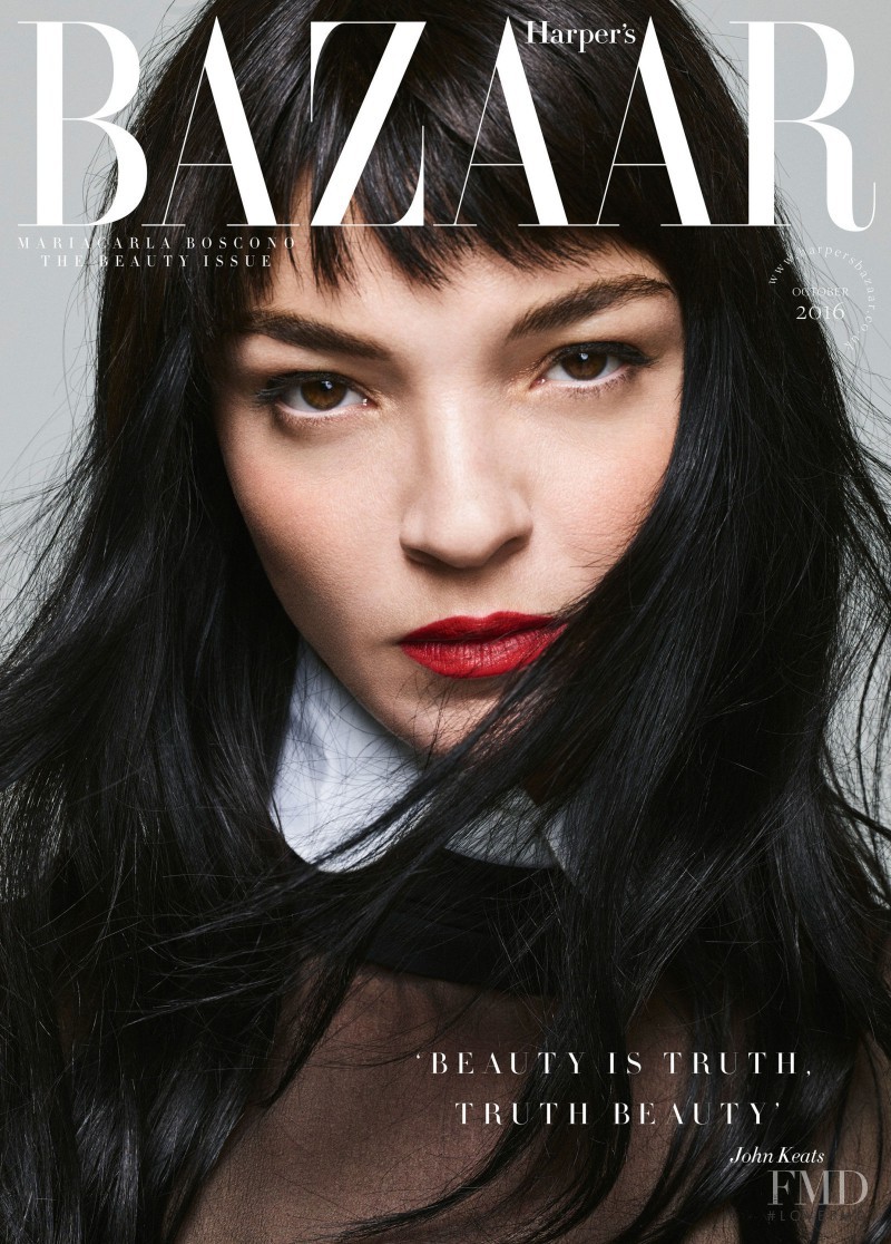 Mariacarla Boscono featured on the Harper\'s Bazaar UK cover from October 2016