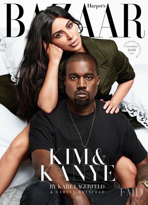 Kim and Kanye featured on the Harper\'s Bazaar UK cover from September 2016