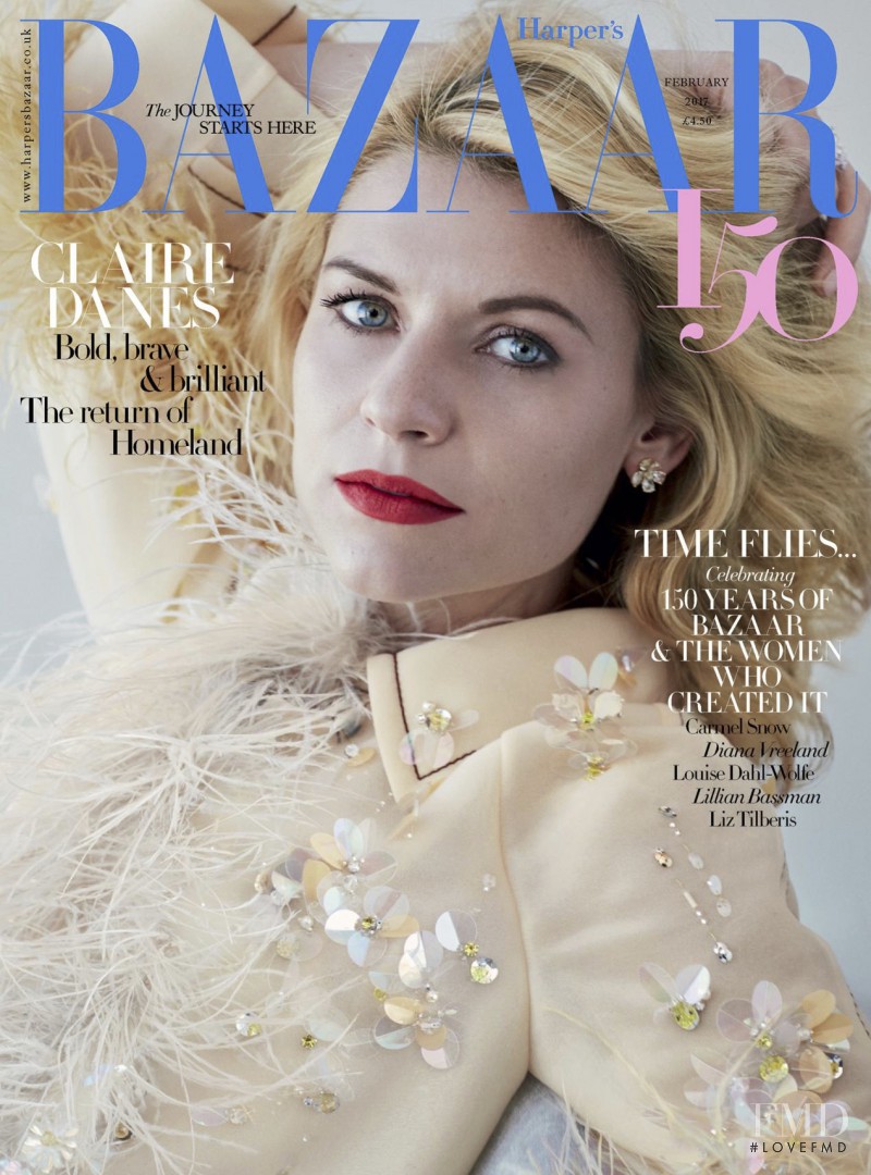 Claire Danes featured on the Harper\'s Bazaar UK cover from February 2017