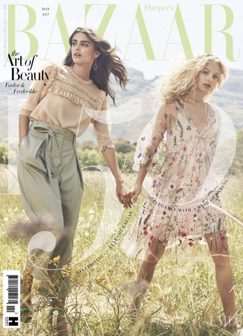 Taylor Hill, Frederikke Sofie Falbe-Hansen featured on the Harper\'s Bazaar UK cover from May 2017
