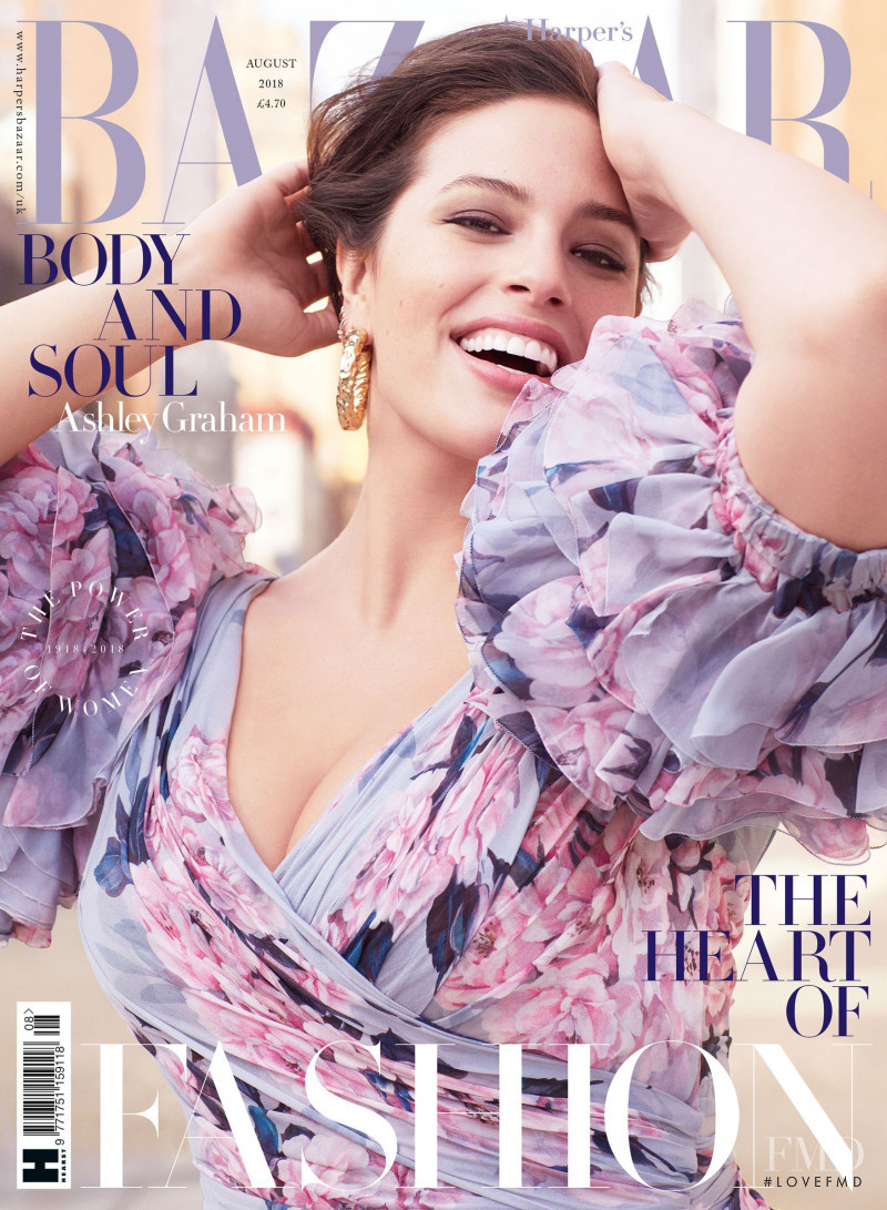 Ashley Graham featured on the Harper\'s Bazaar UK cover from August 2018