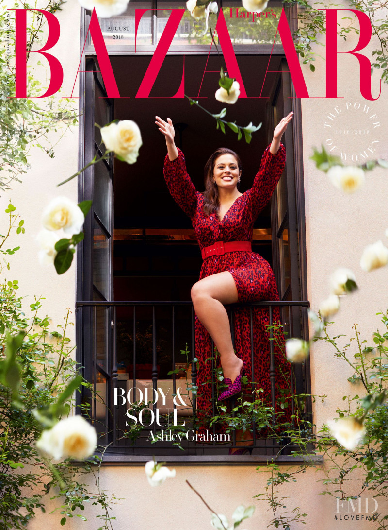 Ashley Graham featured on the Harper\'s Bazaar UK cover from August 2018