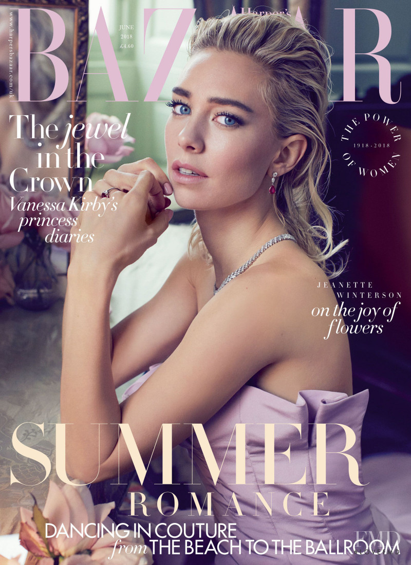 Vanessa Kirby featured on the Harper\'s Bazaar UK cover from June 2018