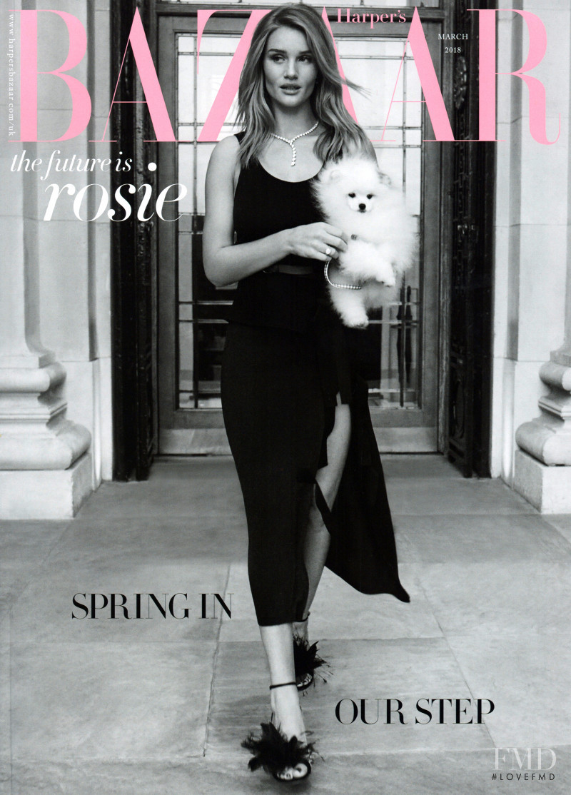 Rosie Huntington-Whiteley featured on the Harper\'s Bazaar UK cover from March 2018