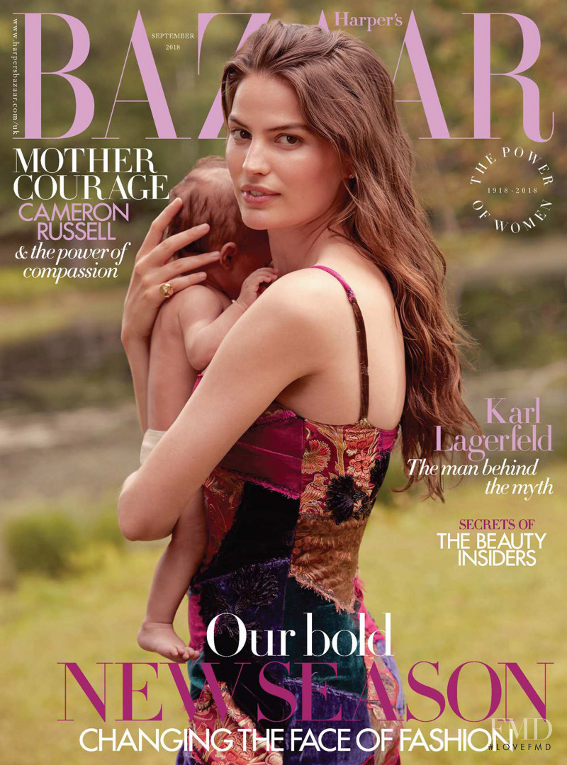Cameron Russell featured on the Harper\'s Bazaar UK cover from September 2018