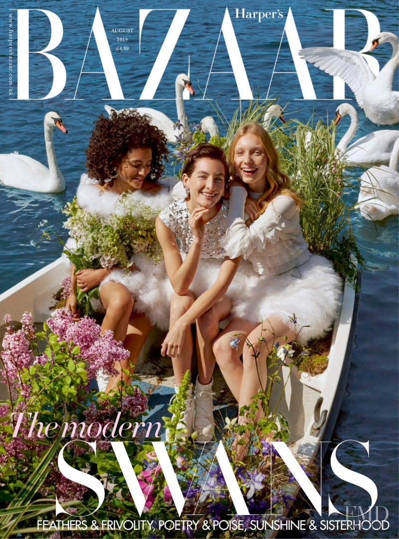 Heather Kemesky, Melodie Vaxelaire, Demy de Vries featured on the Harper\'s Bazaar UK cover from August 2019