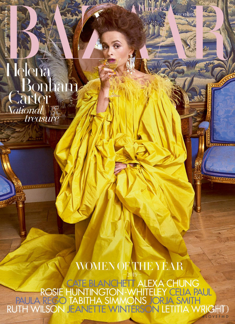 Helena Bonham Carter featured on the Harper\'s Bazaar UK cover from December 2019
