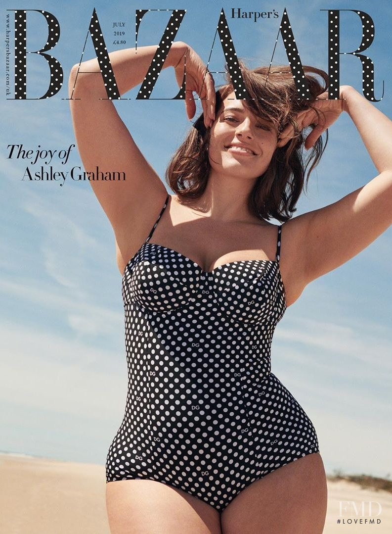 Ashley Graham featured on the Harper\'s Bazaar UK cover from July 2019
