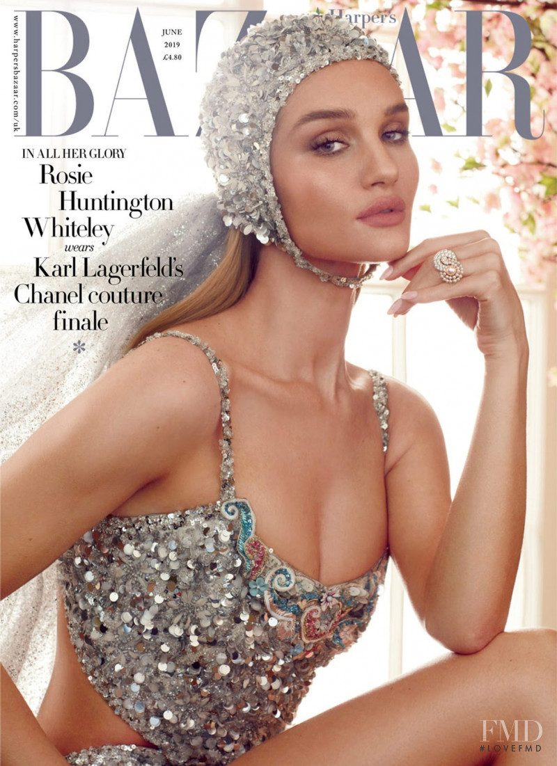 Rosie Huntington-Whiteley featured on the Harper\'s Bazaar UK cover from June 2019