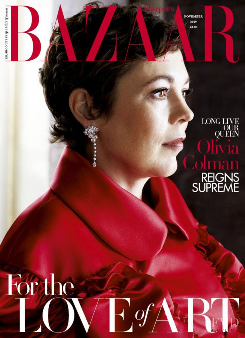 Olivia Colman featured on the Harper\'s Bazaar UK cover from November 2019