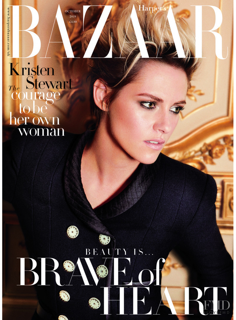 Kristen Stewart  featured on the Harper\'s Bazaar UK cover from October 2019