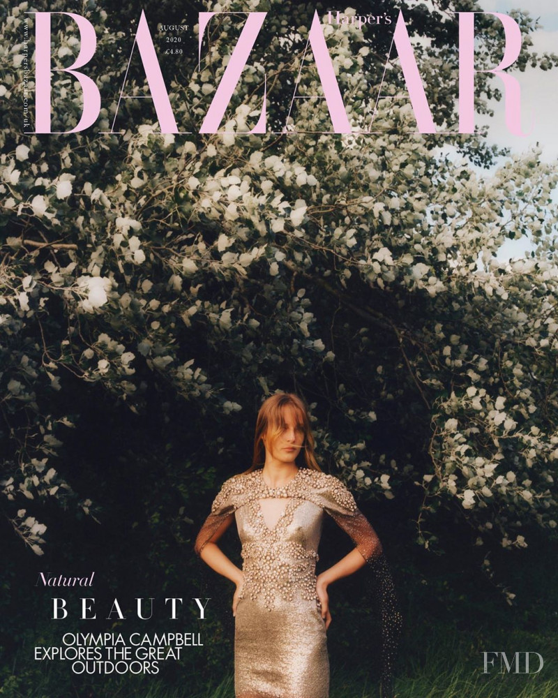 Olympia Campbell featured on the Harper\'s Bazaar UK cover from August 2020