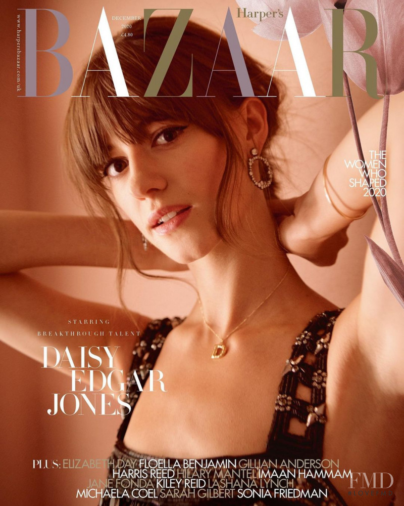 Daisy Edgar Jones featured on the Harper\'s Bazaar UK cover from December 2020
