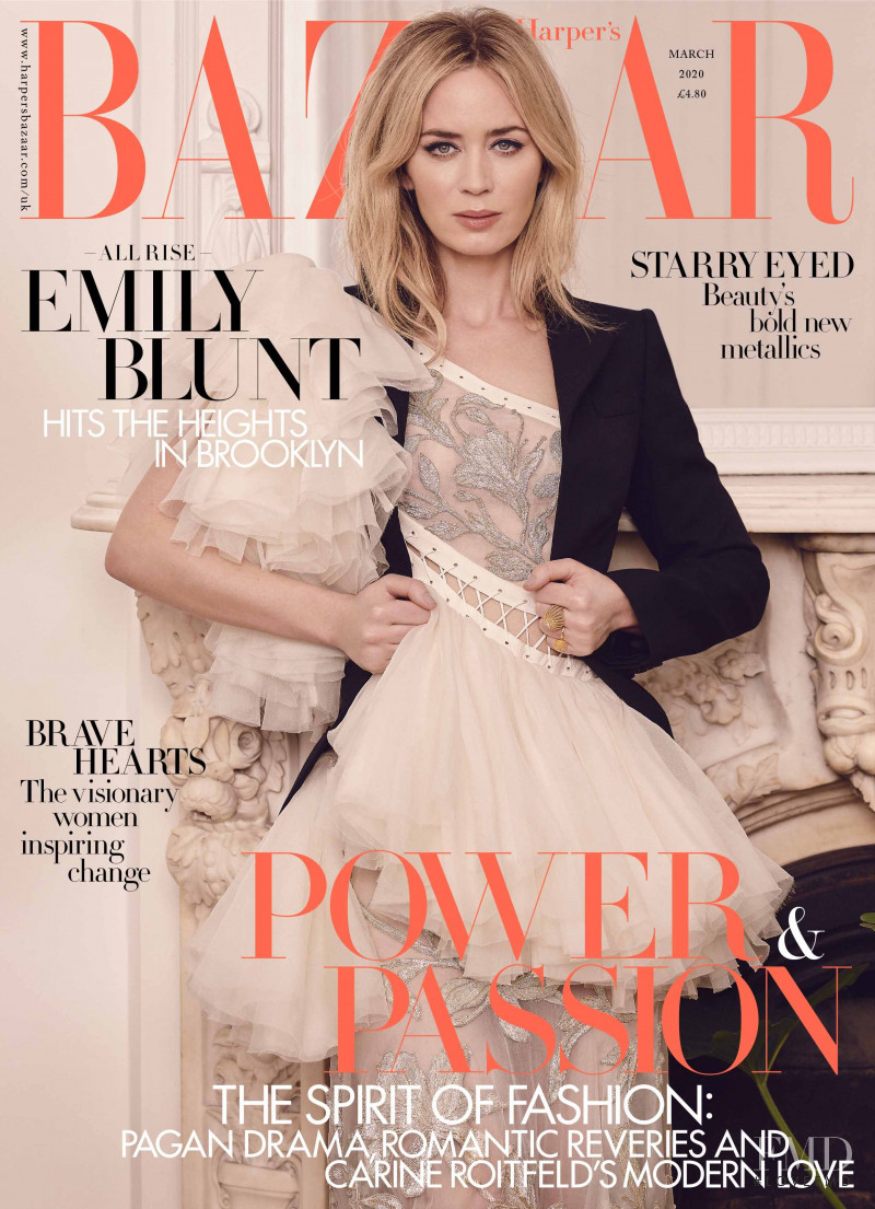 Emily Blunt featured on the Harper\'s Bazaar UK cover from March 2020