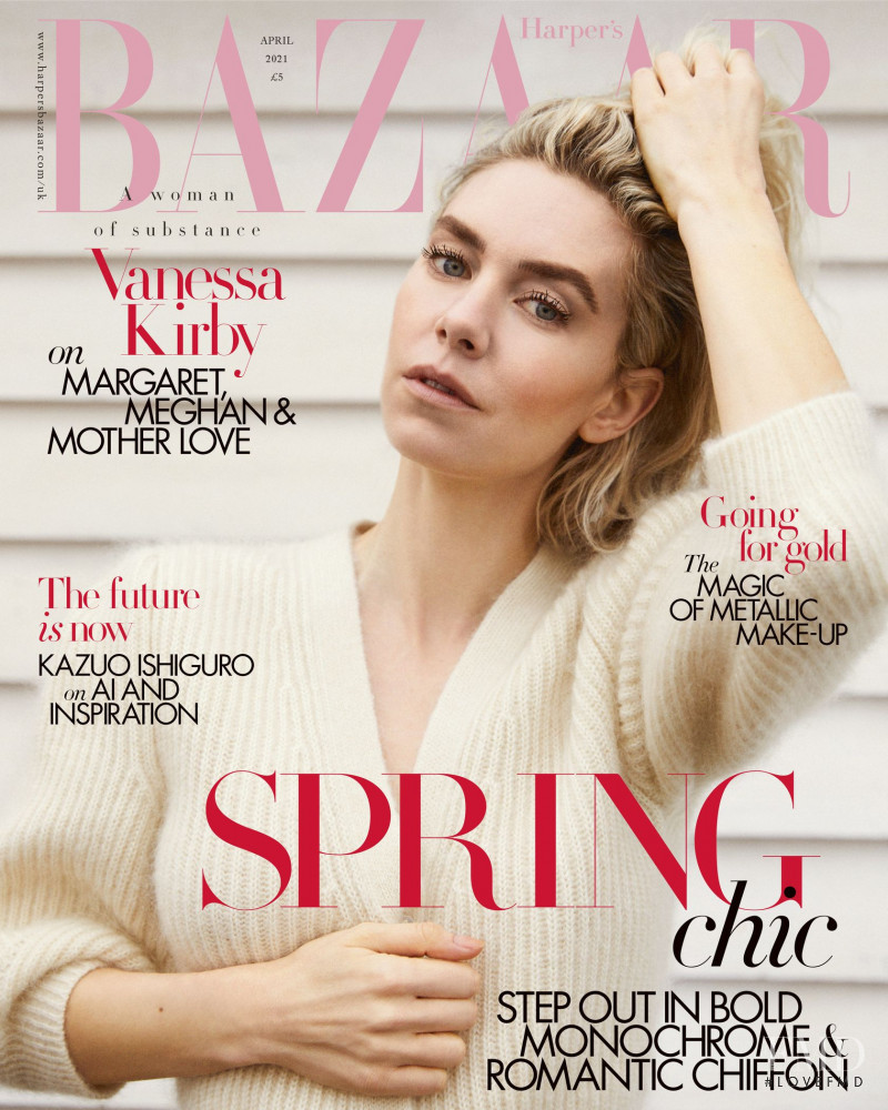 Vanessa Kirby featured on the Harper\'s Bazaar UK cover from April 2021