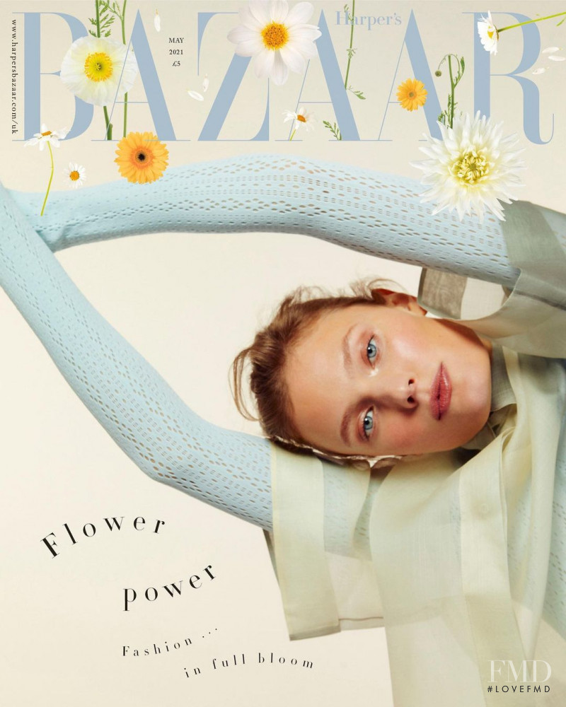Constance Jablonski featured on the Harper\'s Bazaar UK cover from May 2021