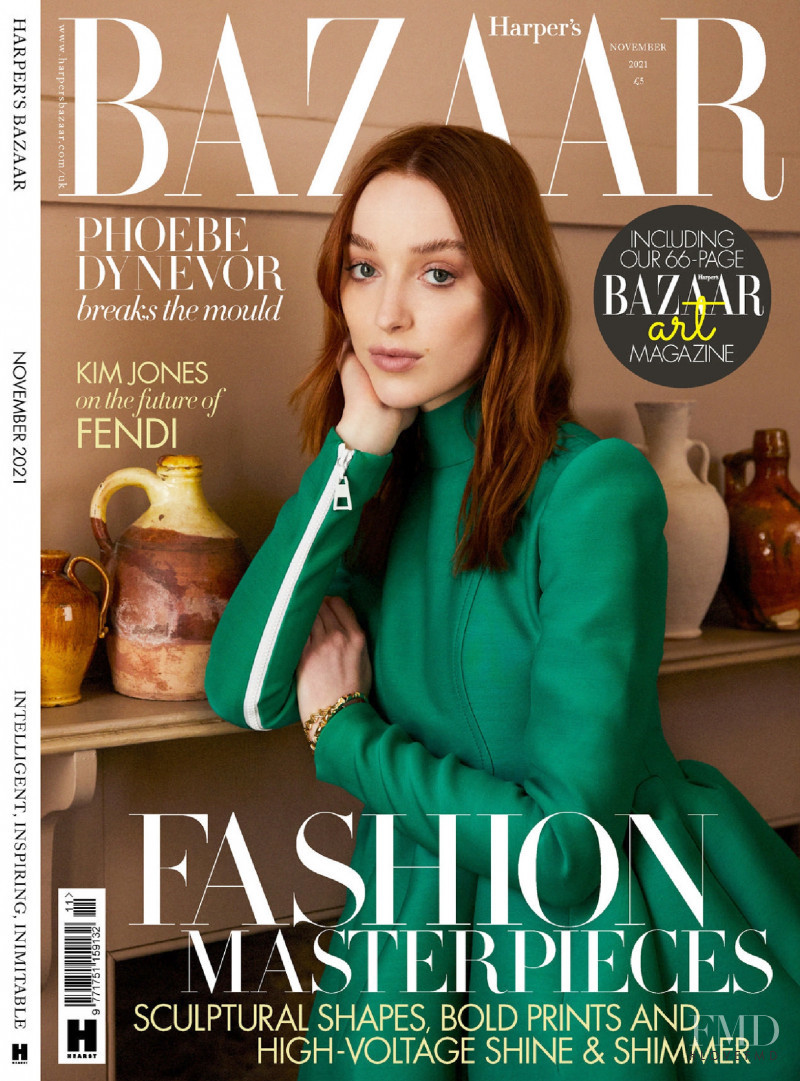 Phoebe Dynevor featured on the Harper\'s Bazaar UK cover from November 2021
