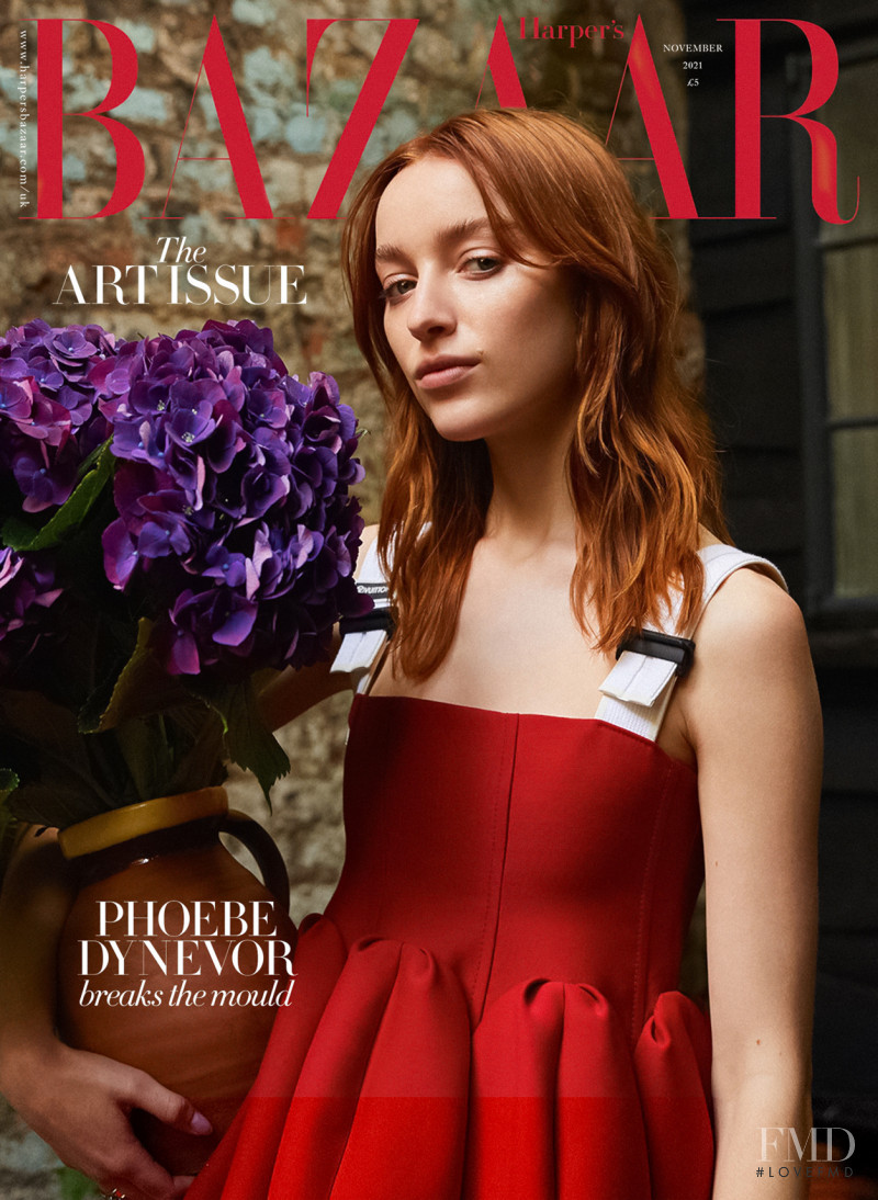 Phoebe Dynevor featured on the Harper\'s Bazaar UK cover from November 2021