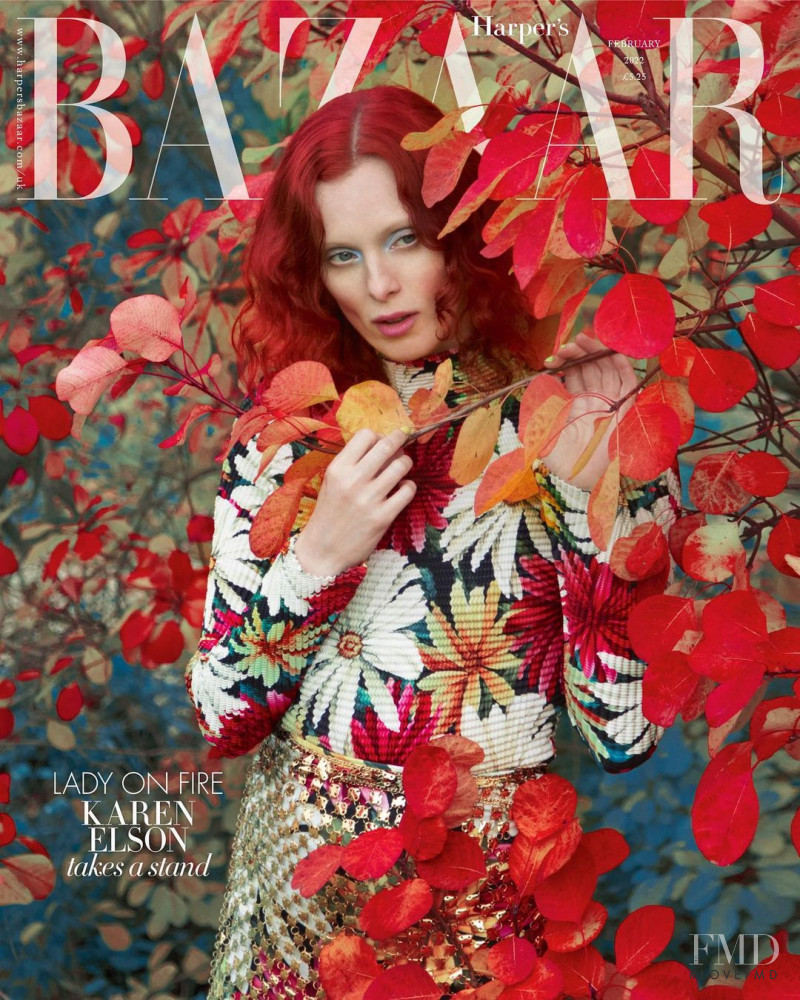 Karen Elson featured on the Harper\'s Bazaar UK cover from February 2022