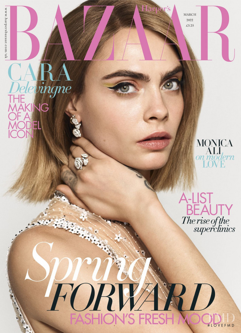 Cara Delevingne featured on the Harper\'s Bazaar UK cover from March 2022