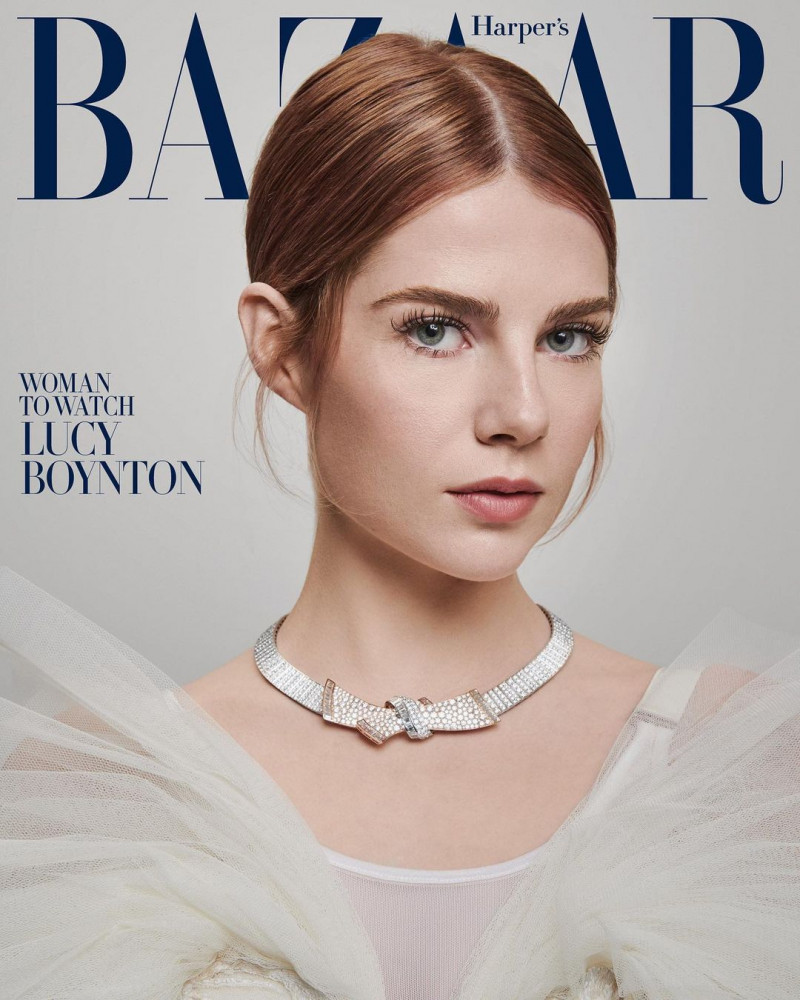 Lucy Boynton featured on the Harper\'s Bazaar UK cover from February 2023