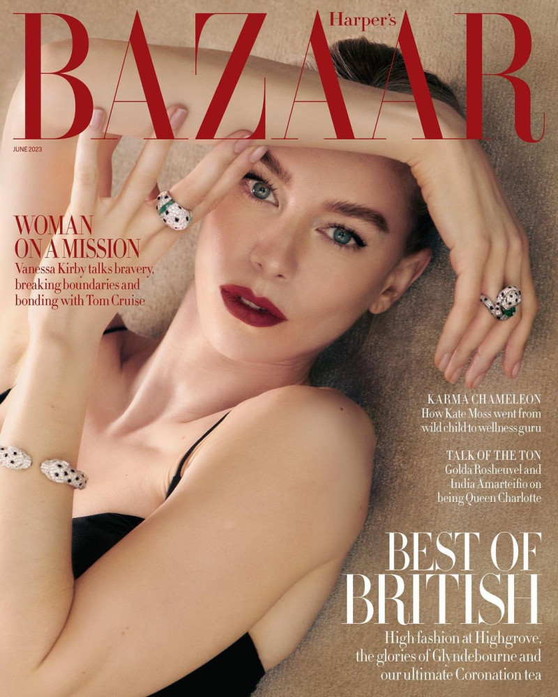 Vanessa Kirby  featured on the Harper\'s Bazaar UK cover from June 2023