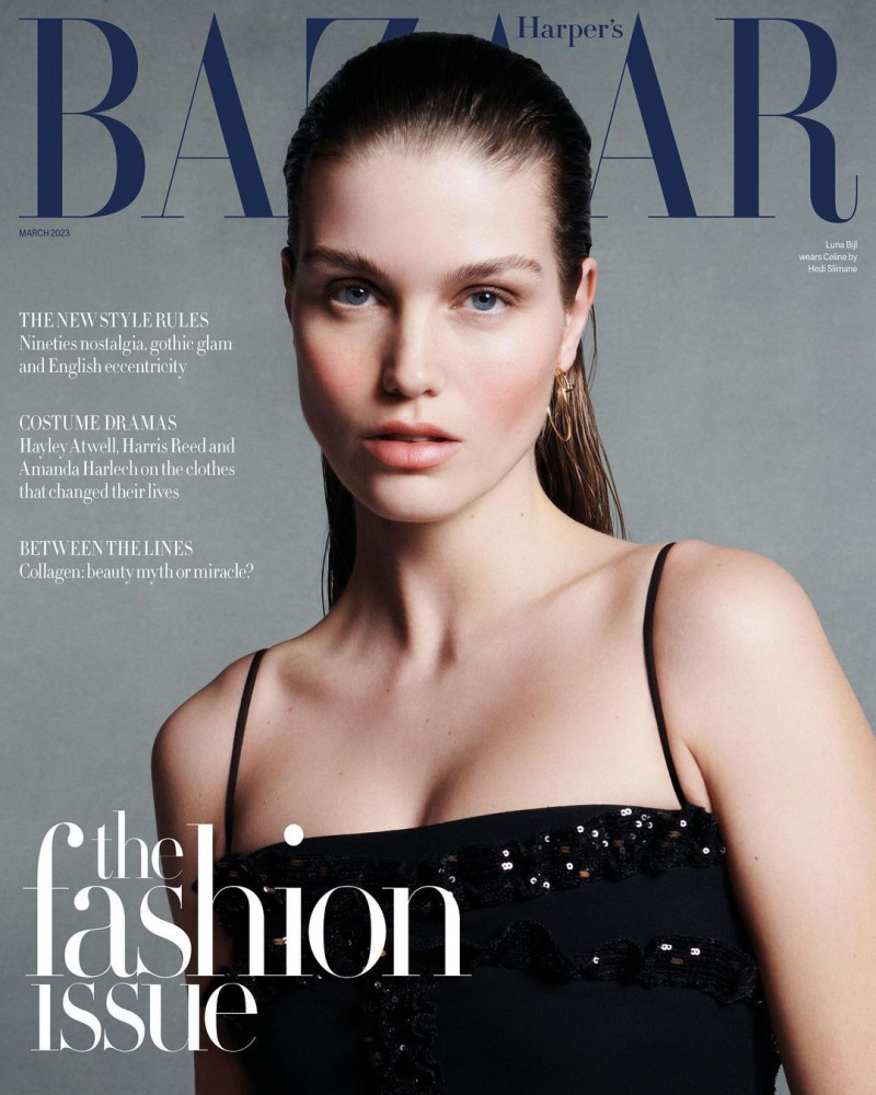 Luna Bijl featured on the Harper\'s Bazaar UK cover from March 2023