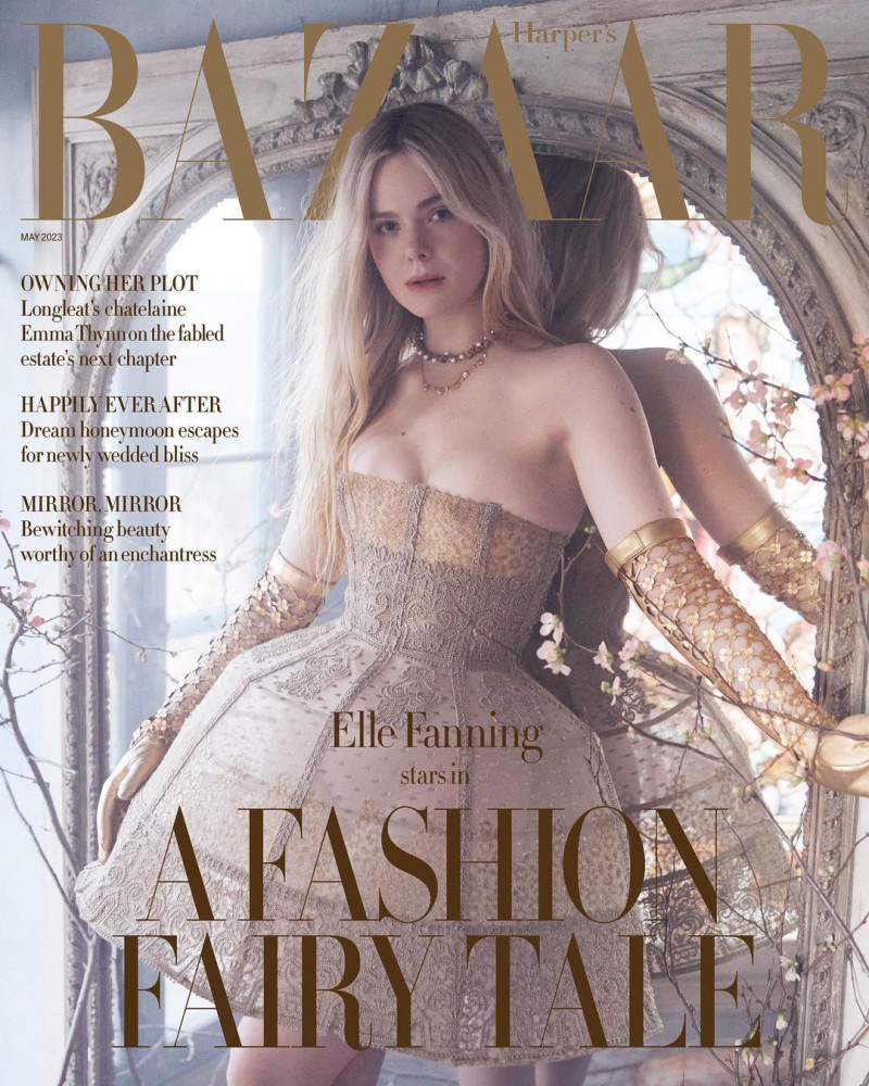 Elle Fanning featured on the Harper\'s Bazaar UK cover from May 2023