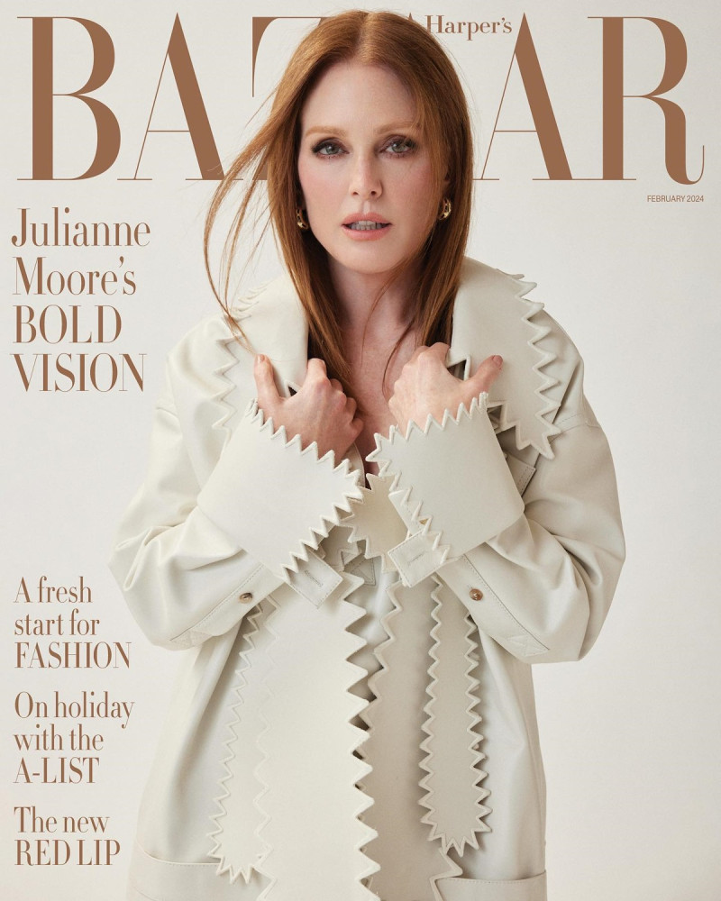 Julianne Moore featured on the Harper\'s Bazaar UK cover from February 2024