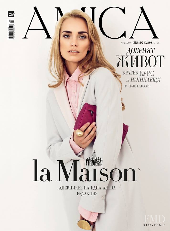 Irena Milykankova featured on the Amica Bulgaria cover from September 2013