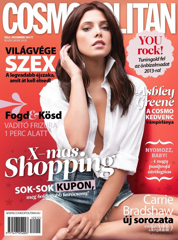 Ashley Greene featured on the Cosmopolitan Hungary cover from December 2012