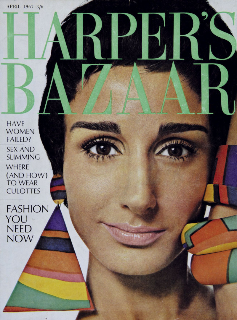 Naty Abascal featured on the Harper\'s Bazaar USA cover from April 1967