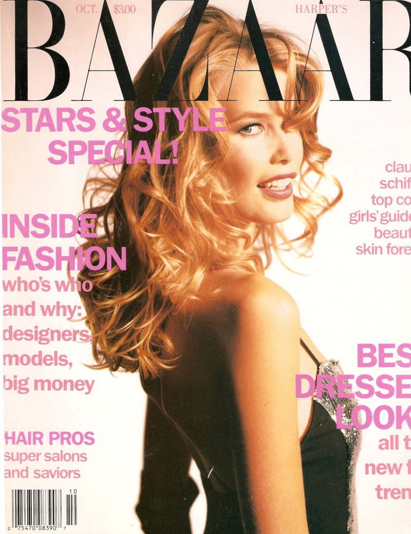 Claudia Schiffer featured on the Harper\'s Bazaar USA cover from October 1991