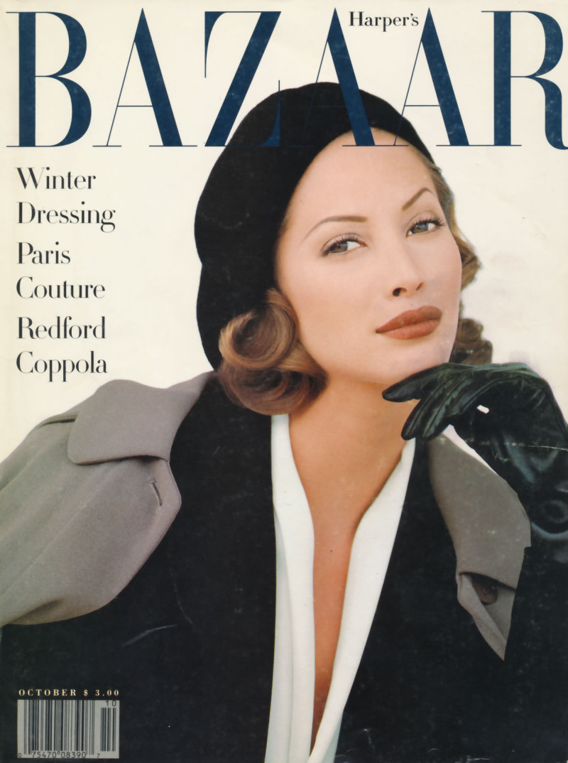 Christy Turlington featured on the Harper\'s Bazaar USA cover from October 1992