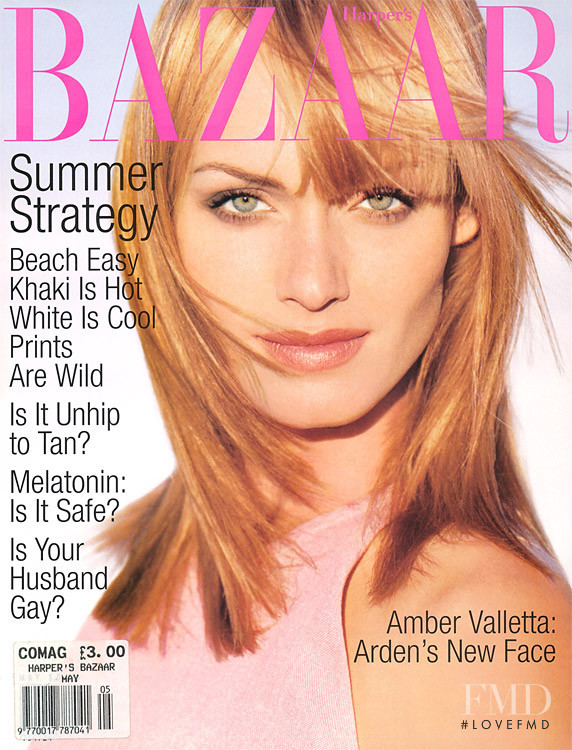 Amber Valletta featured on the Harper\'s Bazaar USA cover from May 1996