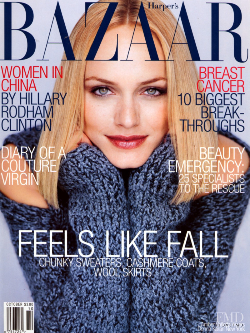 Amber Valletta featured on the Harper\'s Bazaar USA cover from October 1998