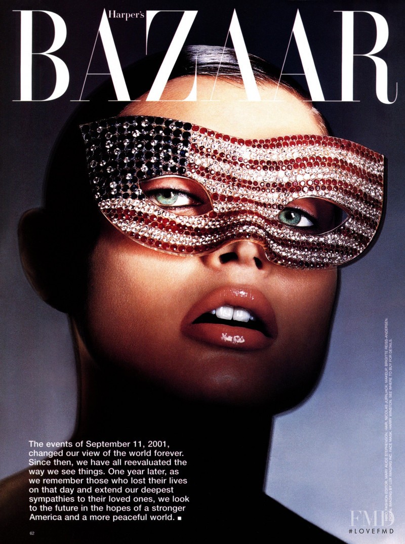 Malgosia Bela featured on the Harper\'s Bazaar USA cover from September 2002