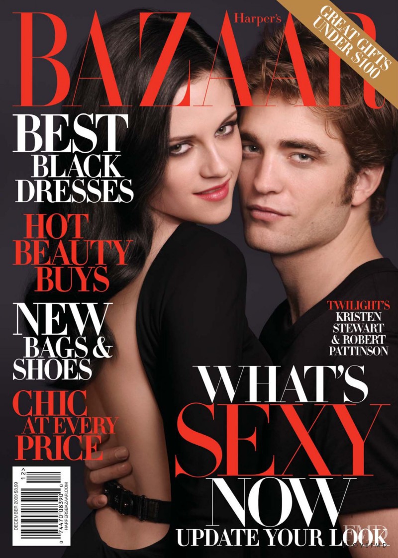 Kristen Stewart & Robert Pattinson featured on the Harper\'s Bazaar USA cover from December 2009