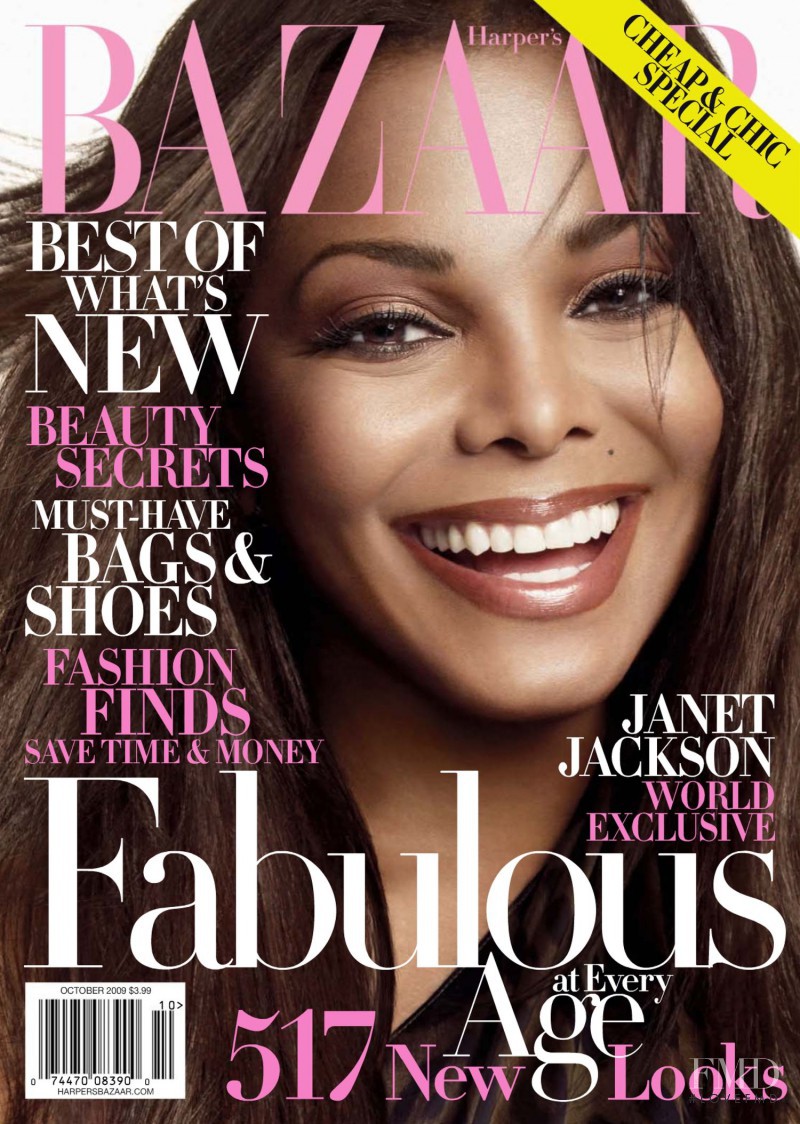 Janet Jackson featured on the Harper\'s Bazaar USA cover from October 2009