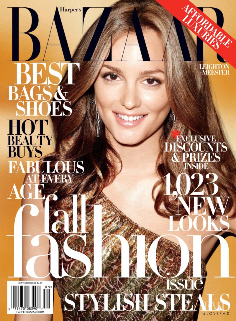 Leighton Meester featured on the Harper\'s Bazaar USA cover from September 2009